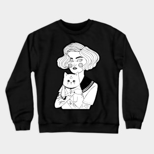 Sailor Girl With Cat Crewneck Sweatshirt